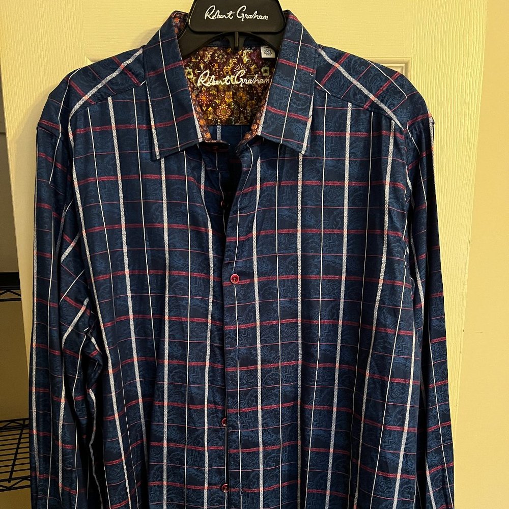ROBERT GRAHAM Ocean Breeze L/S Checkered Paisley Print Sport Shirt 2XL
